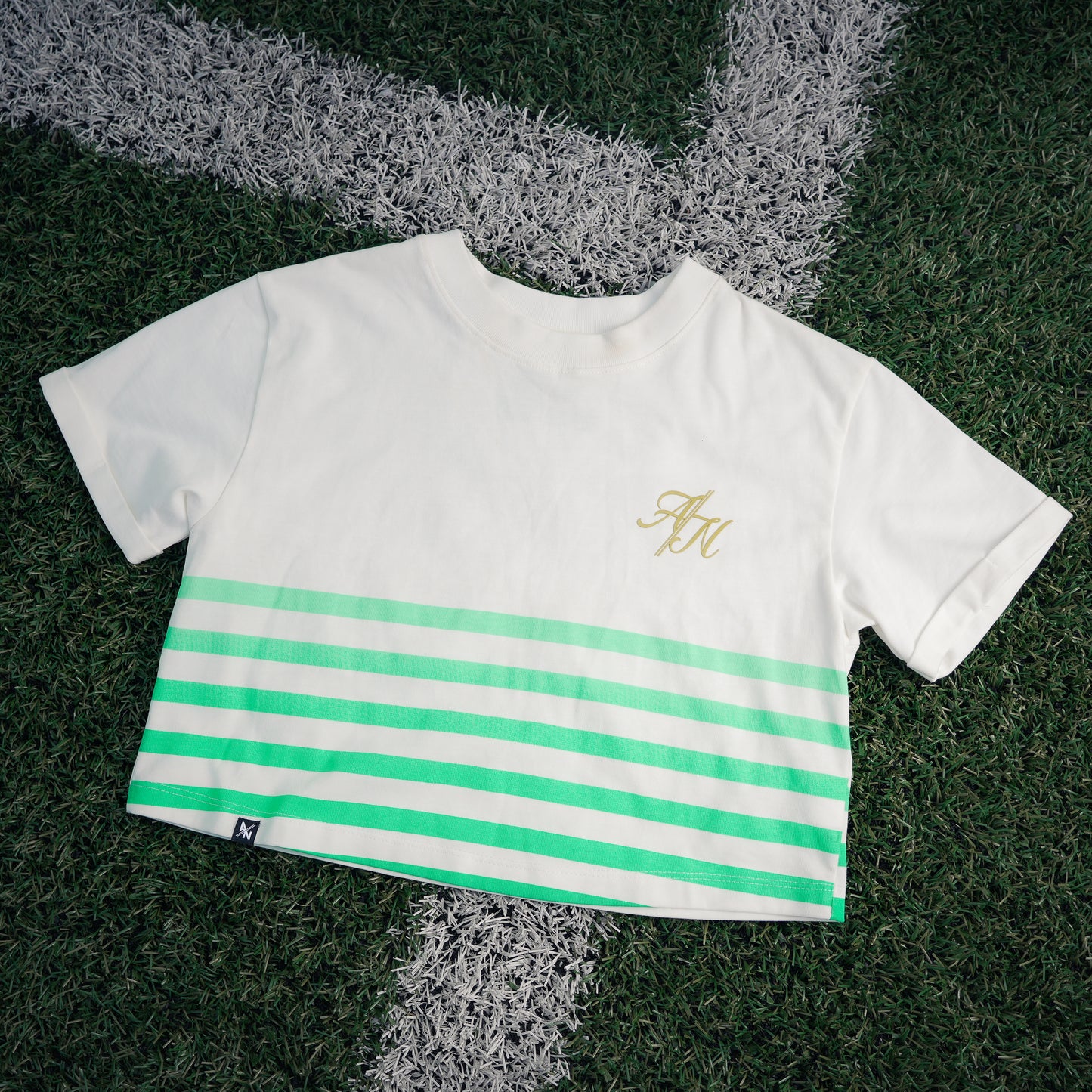 CAMISETA CROP DAMA RAYAS VERDES