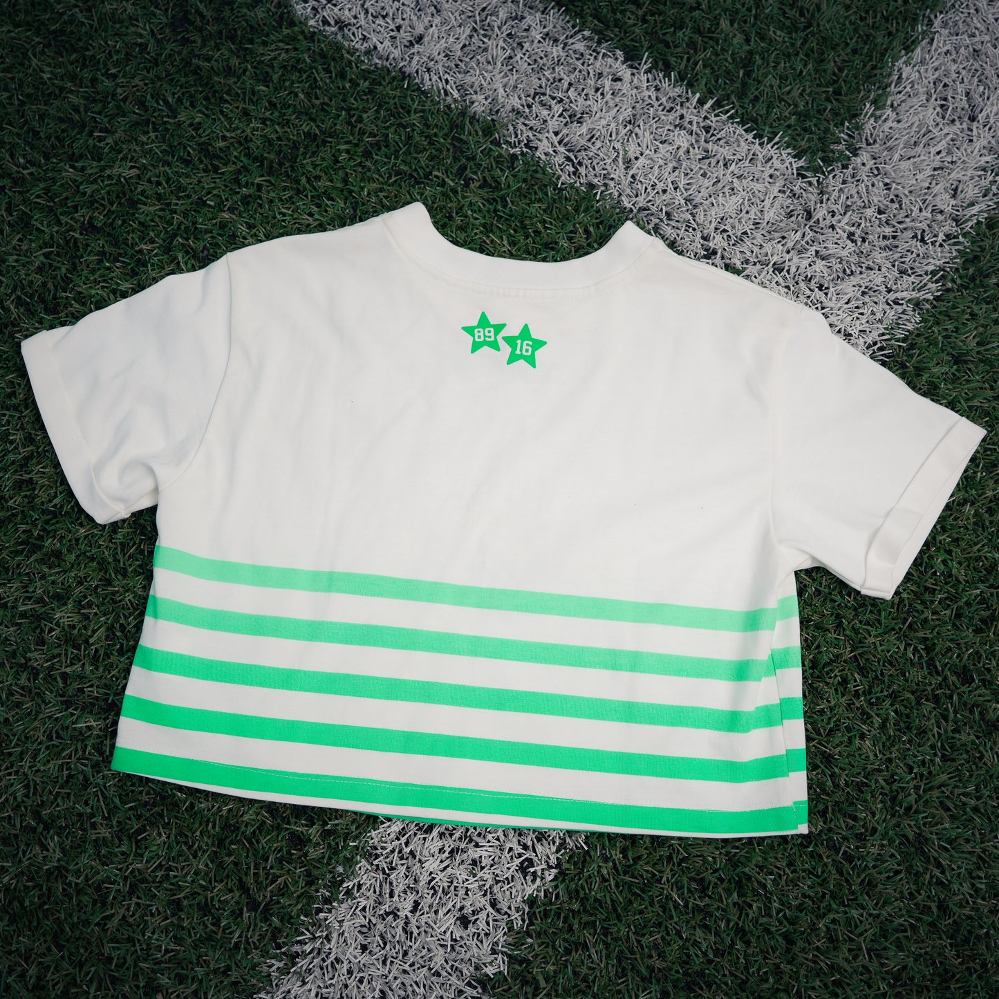 CAMISETA CROP DAMA RAYAS VERDES