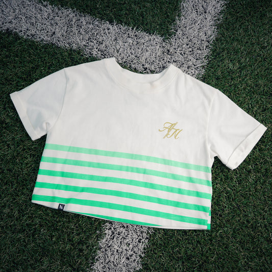 CAMISETA CROP DAMA RAYAS VERDES